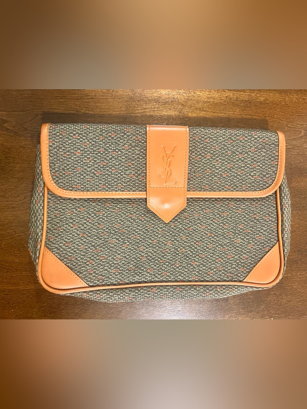 Vintage YSL x Rémy Martin Coated Canvas Clutch Bag